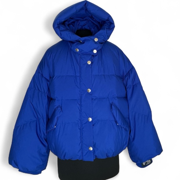 Snidel Down Puffer Winter Jacket with Hood Royal Blue One Size - Picture 1 of 14